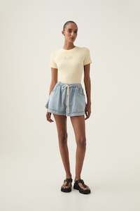 Womenswear: Aura Flared Denim Short