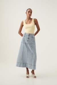 Womenswear: Aura Denim Midi Skirt