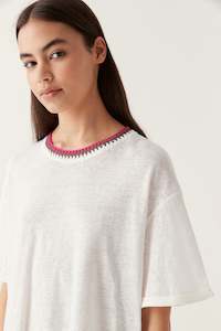 Tazia Crochet Neckline Tee