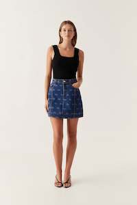 Ratio Logo Denim Mini Skirt