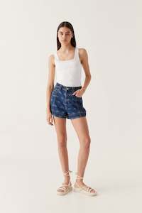 Ratio Logo Denim Shorts