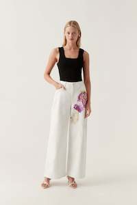 Womenswear: Flora Detail Wide Leg Jeans