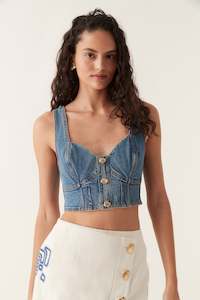 Elena Denim Cropped Bustier