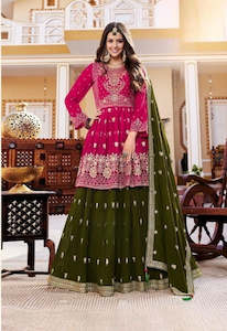 Long Top Gold Zari Readymade Lehenga