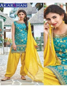 Full Embroidered Silk Patiyala (Patiala) Kameez