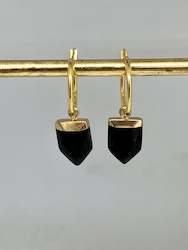 Shield Hoop Earrings Onyx