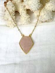 Rose Quartz Shield Necklace