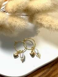 Heart Pearl Hoop Earrings