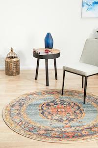 Artin Power Loomed Rust Round Rug