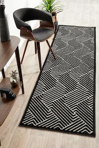 Aswan Cindy Black & Gold Runner Rug