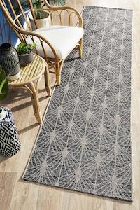 Terrace Fern Trellis Rug Black Runner