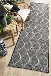 Terrace Denise Trellis Rug Black Runner