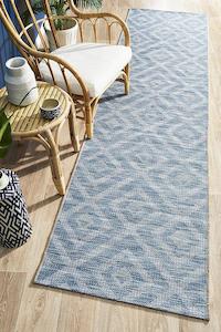 Terrace Clara Diamond Rug Blue Runner