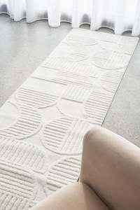 Contemporary Plain & Textured Leo-white Rug Runner