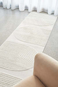 Contemporary Plain & Textured Abbey White Rug Runner