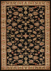 Traditional Floral Pattern Rug Black