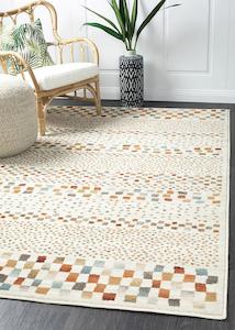 Asmita Squares Bone Rug