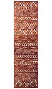 Asmita Squares Rust Rug Runner