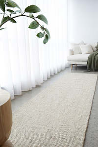 Carpet: Hand Loomed Wool and Jute  Begie Runner Rug