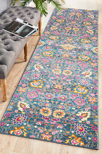 Yeter Vintage Look Blue  Runner Rug