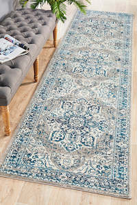 Seda Vintage Look Blue  Runner Rug