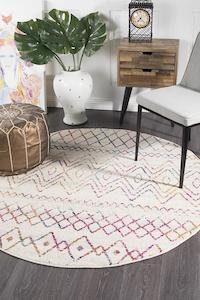 Aladdin Iman Multi Rustic Tribal Round Rug