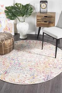 Aladdin Aliya Multi Grey Rustic Round Rug