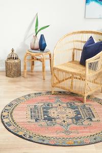 Artin Power Loomed Earth Round Rug