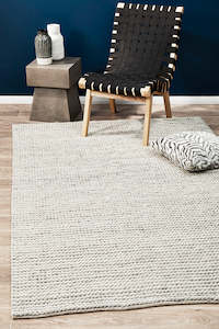 Sasha Hand Woven white wool Rug