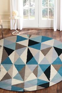 Carpet: Gem Stone Designer Wool Blue  Round Rug