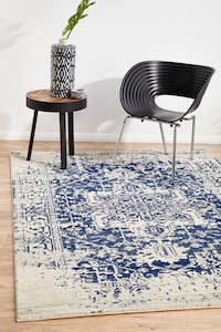 Esme White-Navy Transitional Rug-230X160CM