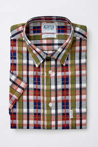 Aertex Wells Navy  Multi Check Short Sleeve Shirt