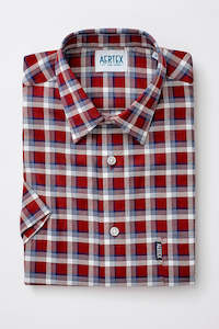 Aertex Wells Navy Pink Check Short Sleeve Shirt