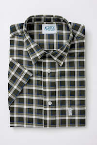 Menswear: Aertex Taunton Green Check Short Sleeve Shirt