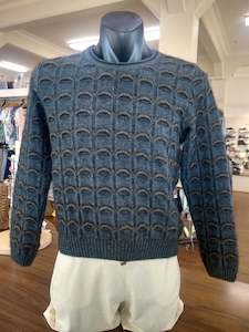 Menswear: Noble Wilde Eyelash Crew Neck Jersey-Moraine/Kauri