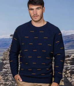 Noble Wilde Mens Morse Code Crew Neck Sweater - Maritime