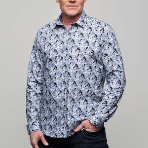 Jimmy Fox Blue Geometric Long Sleeve Shirt