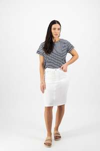 Vassalli Poplin Skirt With Back Vent White