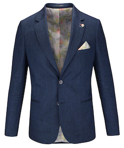 Guide London Navy Linen Blend 3 piece Suit