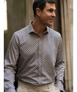 Menswear: Guide London Geometric Pattern Long Sleeve Shirt