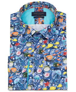 Guide London Vibrant Fish Print Long Sleeve Shirt