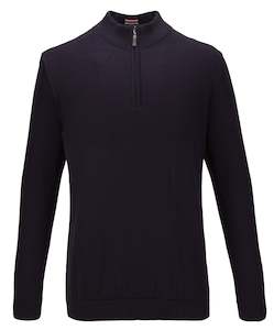 Menswear: Guide London Navy Pure Cotton 1/2 Zip Pullover