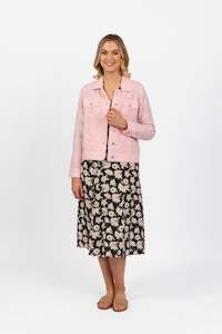 Vassalli Linen Jacket With Frayed Seams Light Pink