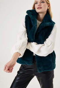 Garcia Faux Fur Waistcoat - Petrol