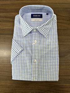 Country Look Lucas Light Blue Check Short Sleeve Shirt