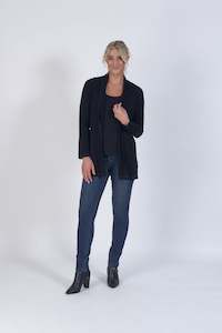 Vassalli Black 100% Merino Relaxed Cardigan