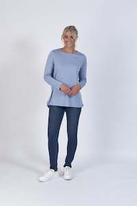 Vassalli Iceberg 100% Merino with back button Placket Long sleeve Top