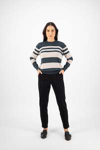 Vassalli Forest Stripe Knit Round Neck Sweater