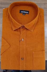 Menswear: Mechmoto Burnt Orange Linen Short Sleeve Shirt