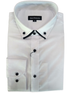 Mechmoto White Double Collar Long Sleeve Shirt